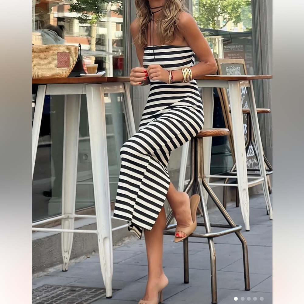 Black and White striped tube dress XL NWT - Picture 3 of 5